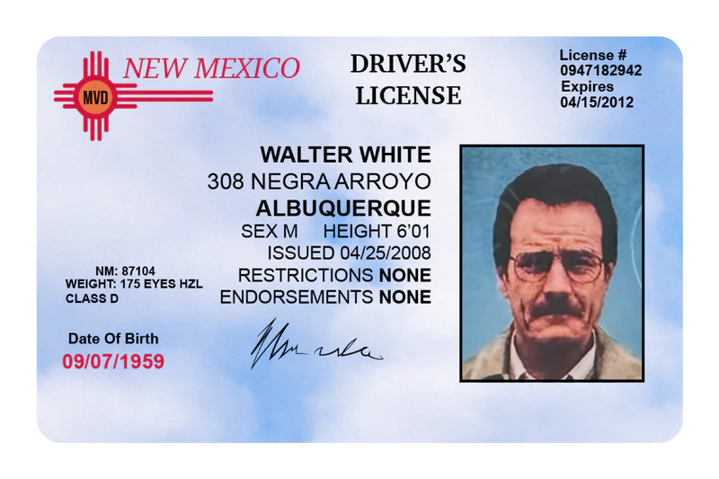 Walter White Drivers License